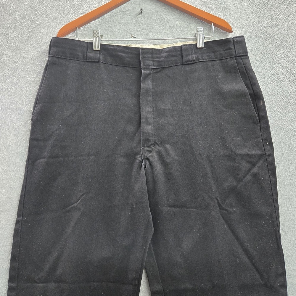 Dickies Men Pants 38X32 Black Chino Twill Work Pants Button 32" Inseam Logo - Picture 5 of 12